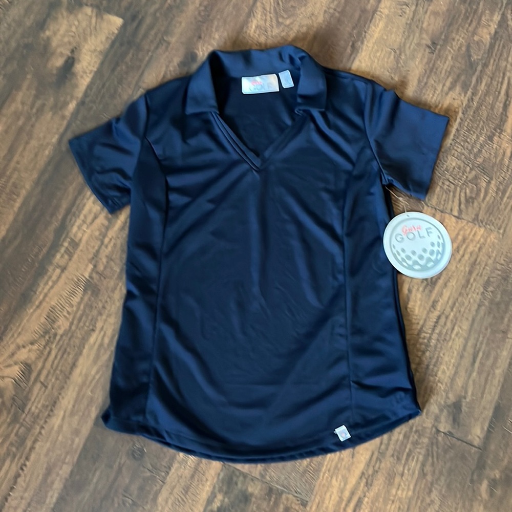 Guru Golf Women’s V-Neck Short Sleeves Dark Blue Shirt Size S